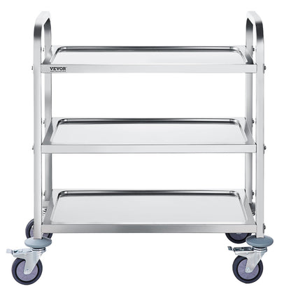 Stainless Steel Cart, 3 Layers Lab Cart 400 lbs Weight Capacity, Medical Cart with Lockable Universal Wheels, for Lab, Clinic, Kitchen, Salon