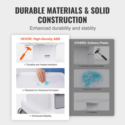 4 Tiers Lab Carts Mobile Medical Cart with 3 Drawers &amp; 1 Top Tray White