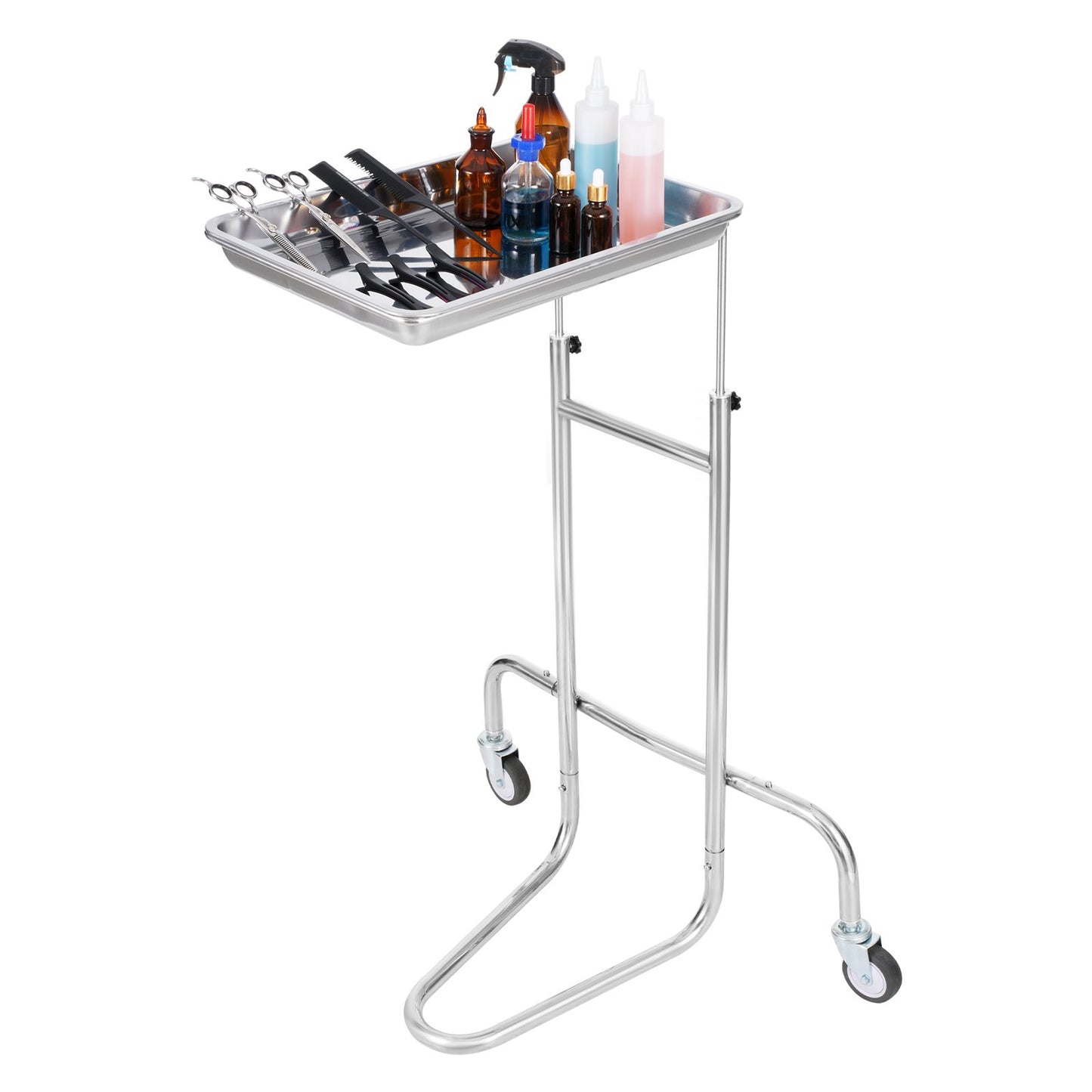 Stainless Steel Lab Cart with Single Tray and 2 Silent Wheels for Lab Clinic