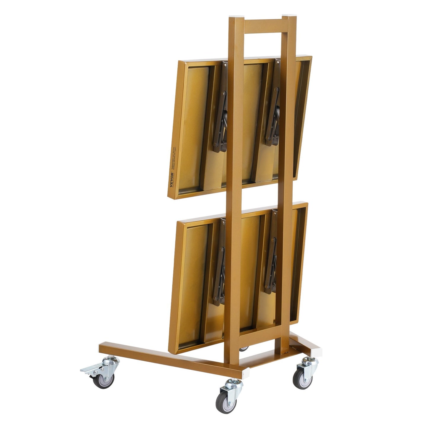 2-Tier Stainless Steel Lab Carts with 2 Trays and 4 Silent Wheels Golden