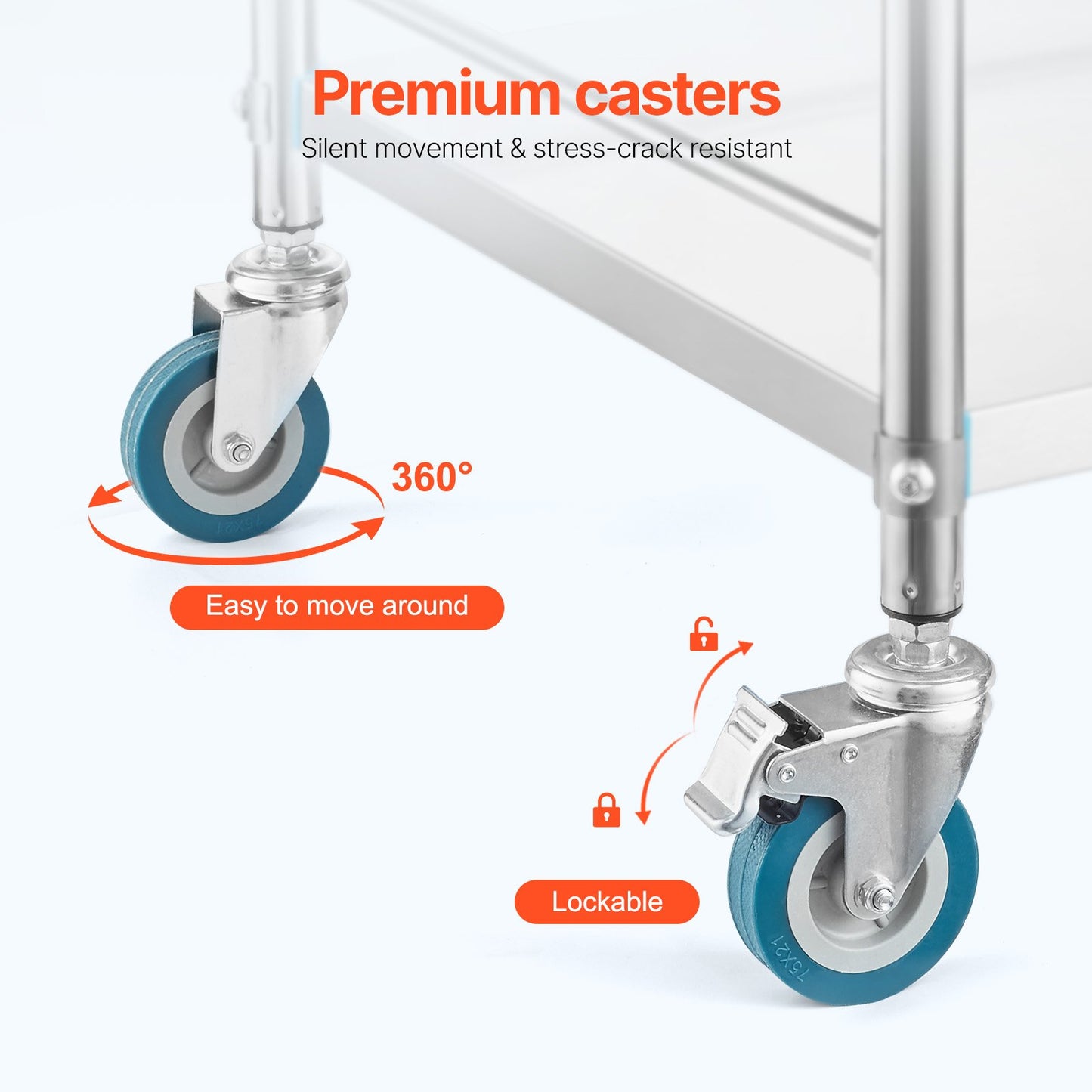 Service Cart, 3 Layers Stainless Steel Utility Rolling Cart, Medical Cart with Drawer, Dental Utility Cart with Lockable Wheels, Ideal for Laboratory, Hospital, Dental Use
