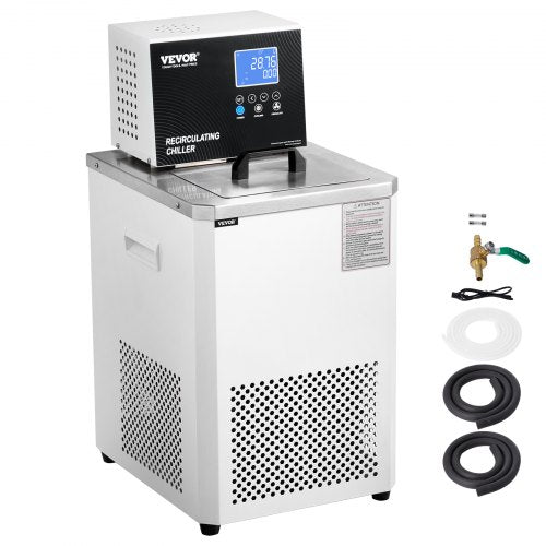 Laboratory Chiller Circulator, 6L Chiller Lab Low Temperature Cooling Liquid, -4°F-212°F Circulator Pump Chiller, LCD Display, 304 Stainless Steel Water Bath Recirculating Water Cooling Chiller