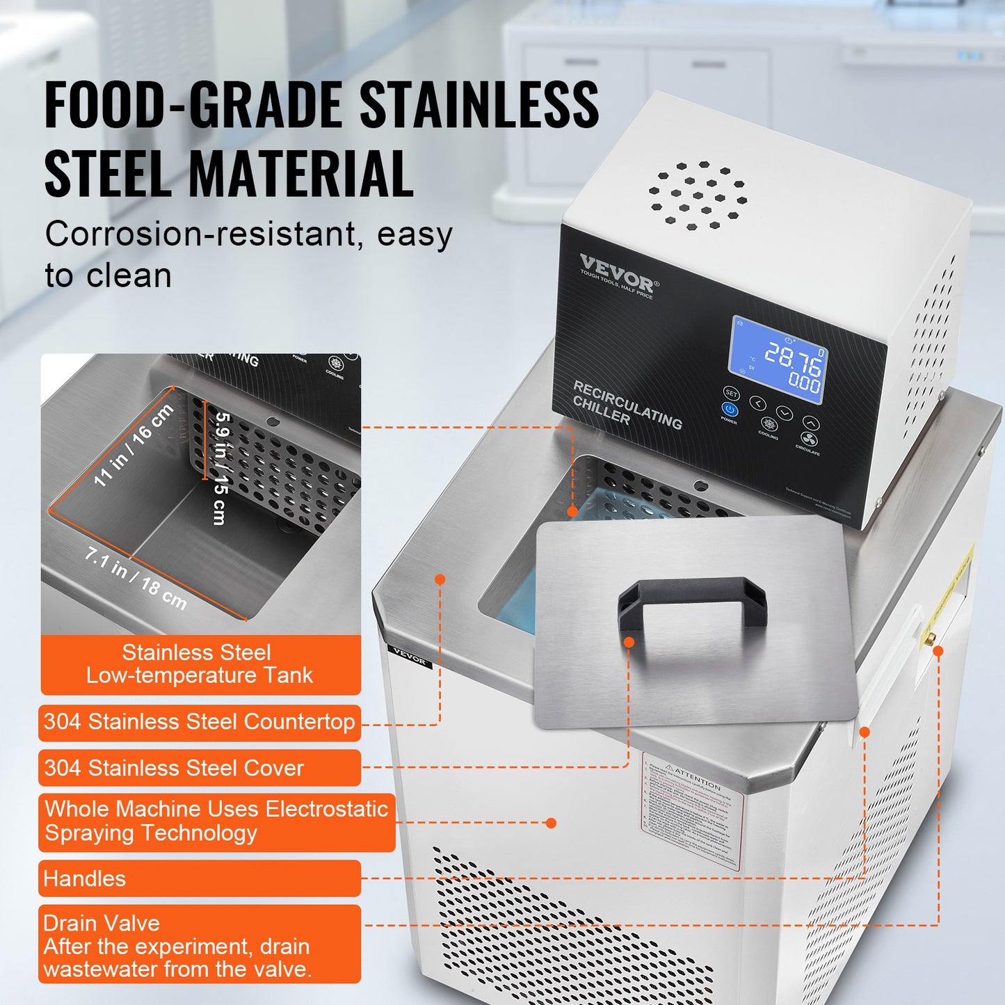 Labor-Kühler/Umwälzpumpe, 6 l, für Labor, Umwälzkühler, 23 °F–212 °F