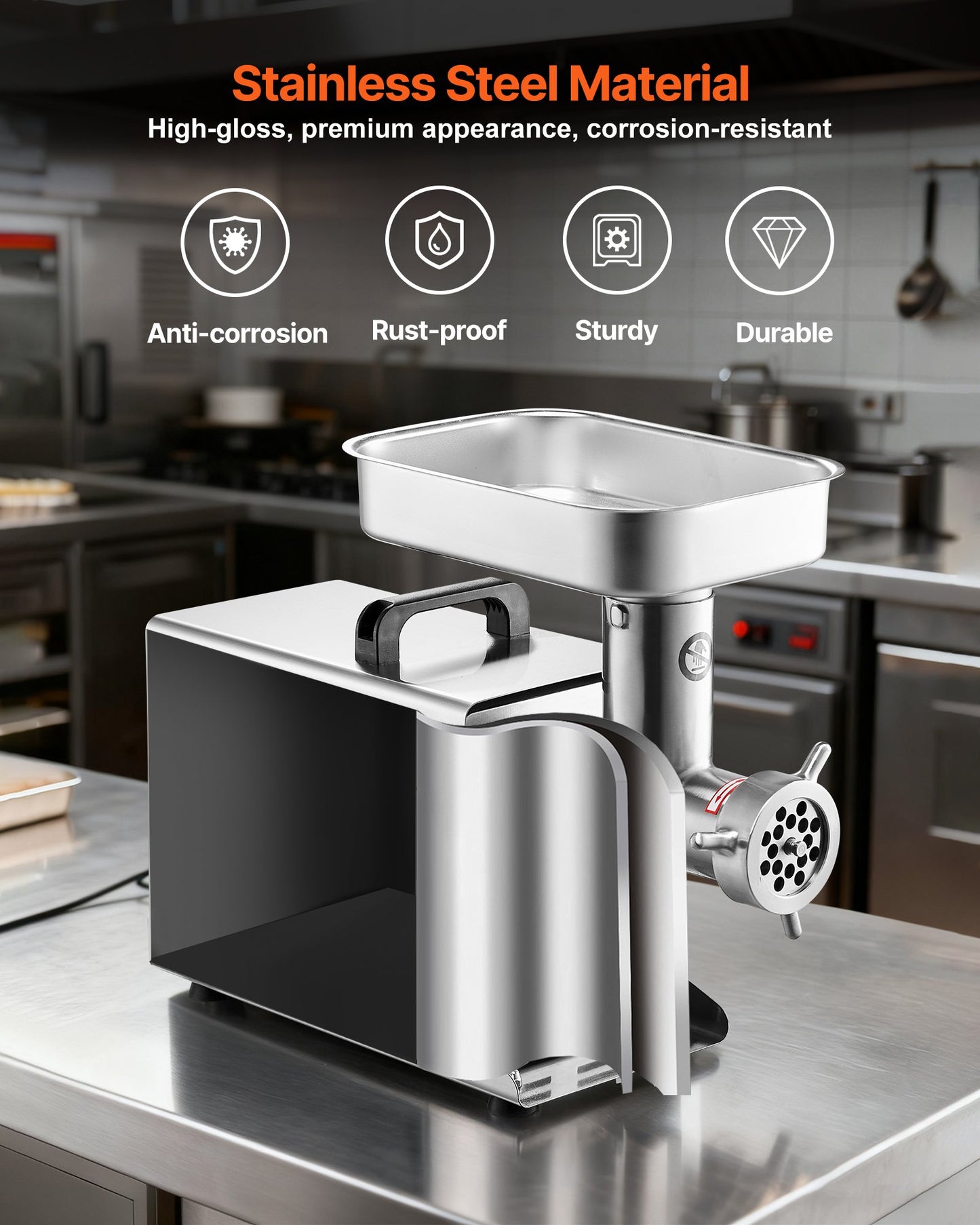 Meat Grinder, 21 Lbs/Min Capacity Electric Meat Grinders with Blade, Grinding Plate, Sausage Maker, Stainless Steel Commercial Meat Mincer for Kitchen Restaurant Butcher Store