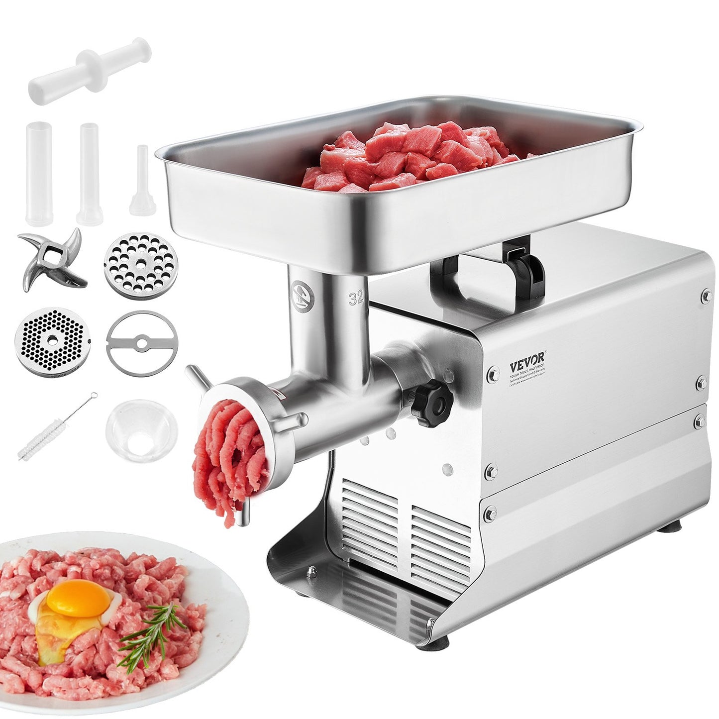 Commercial Electric Meat Grinder 21 Lbs/Min Sausage Stuffer Kitchen