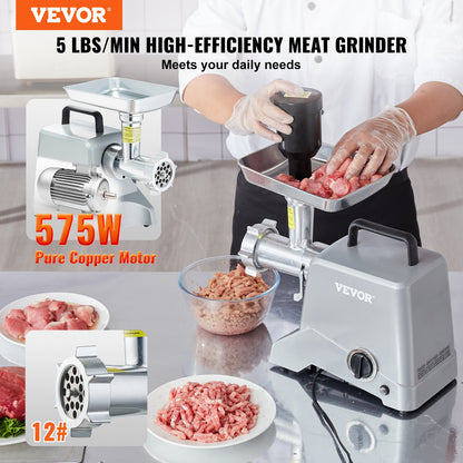 Commercial Electric Meat Grinder 5 Lb/Min Capacity 575 W Sausage Stuffer