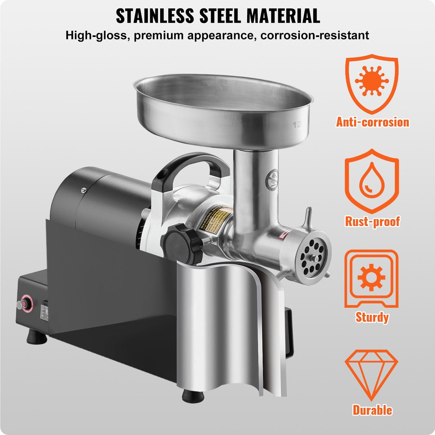 Meat Grinder, 9 Lbs/Min Capacity Electric Meat Grinders with Blade, Grinding Plate, Sausage Maker, Stainless Steel Commercial Meat Mincer for Kitchen Restaurant Butcher Store