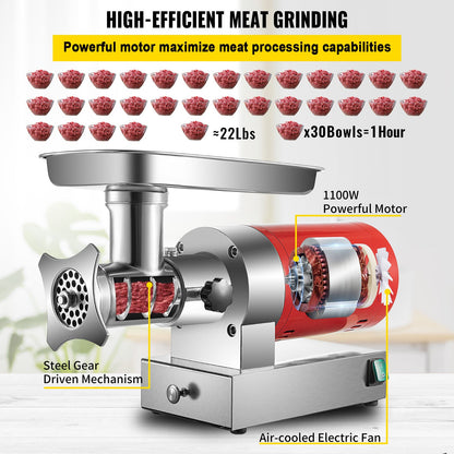 Electric meat grinder machine electric meat grinder 661 pounds/hour 1100W