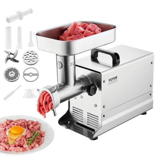 Meat Grinder, 13 Lbs/Min Capacity Electric Meat Grinders with Blade, Grinding Plate, Sausage Maker, Stainless Steel Commercial Meat Mincer for Kitchen Restaurant Butcher Store