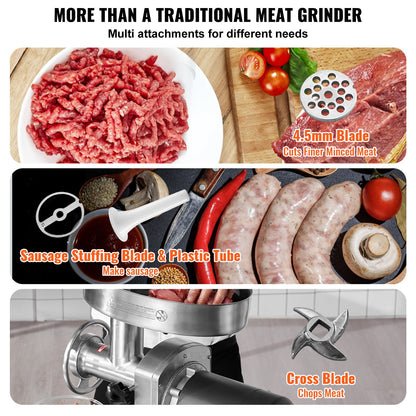 Commercial Electric Meat Grinder 6 Lbs/Min Sausage Stuffer Kitchen