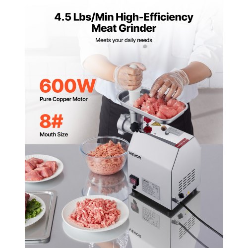 Commercial Electric Meat Grinder 4.5 Lbs/Min Sausage Stuffer Kitchen