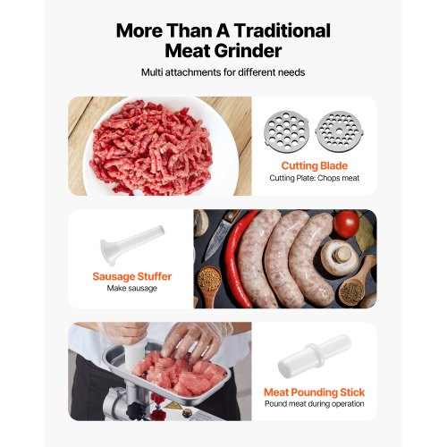 Commercial Electric Meat Grinder 4.5 Lbs/Min Sausage Stuffer Kitchen