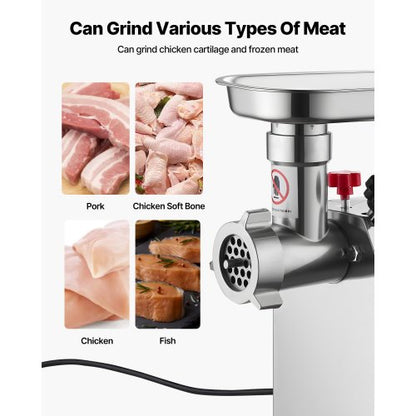 Commercial Electric Meat Grinder 4.5 Lbs/Min Sausage Stuffer Kitchen
