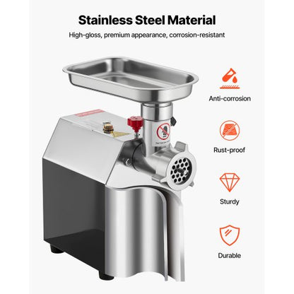 Commercial Electric Meat Grinder 4.5 Lbs/Min Sausage Stuffer Kitchen