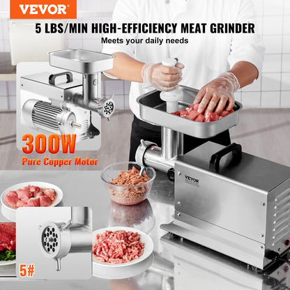 Commercial Electric Meat Grinder 5 Lbs/Min Sausage Stuffer Kitchen