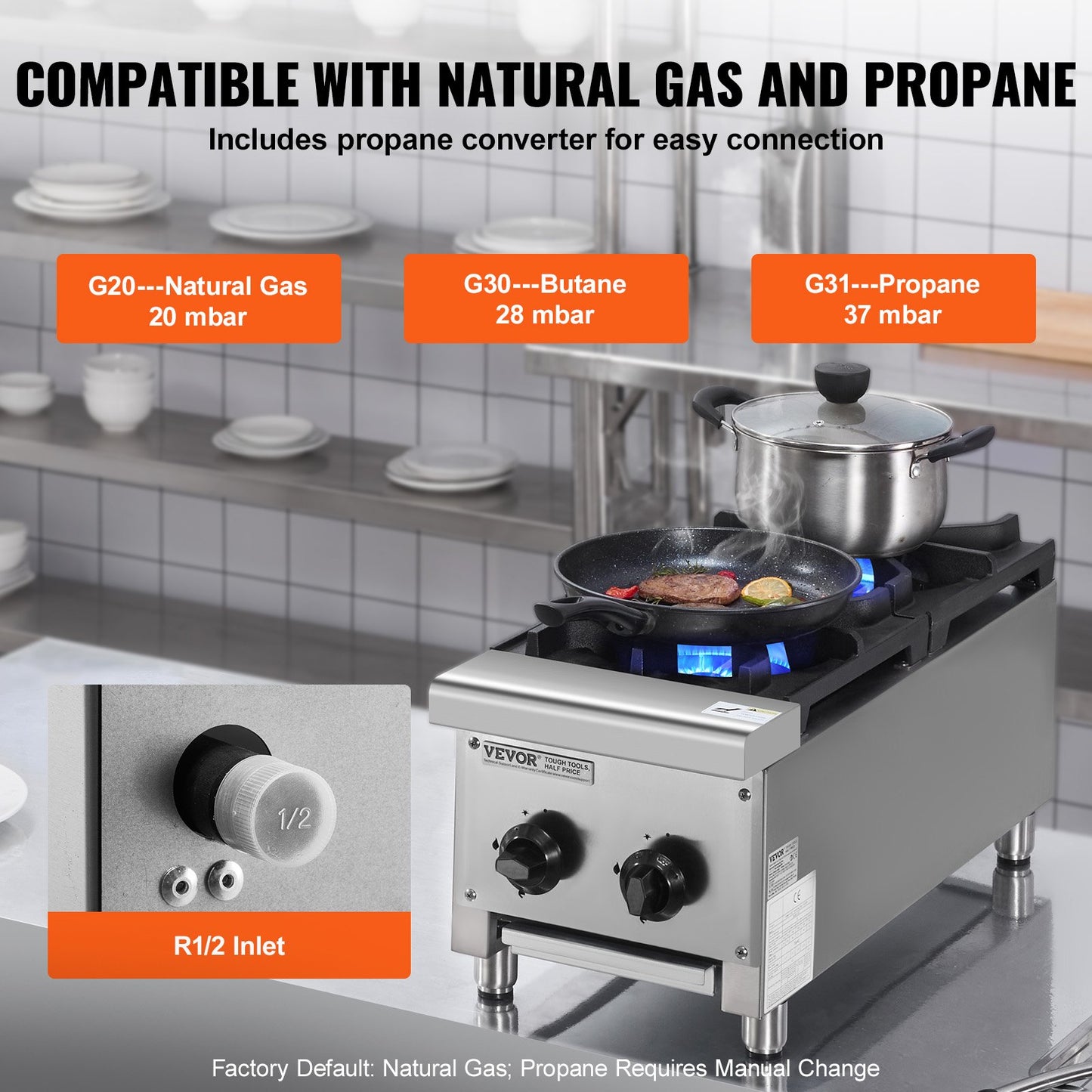 Commercial Gas Stove Cooker 2 Burners Countertop Cooking Hot Plate Kitchen