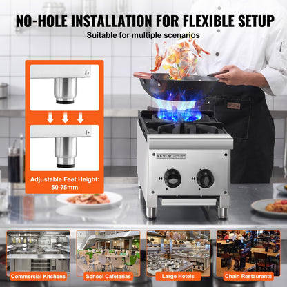 Kommersiell gasspis Spis 2 brännare Bänkskiva Matlagning Varmplatta Kök