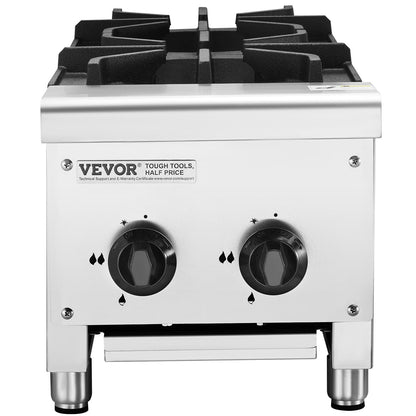 Commercial Gas Stove Cooker 2 Burners Countertop Cooking Hot Plate Kitchen