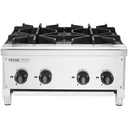 Commercial Gas Stove Cooker 4 Burners Countertop Cooking Hot Plate Kitchen