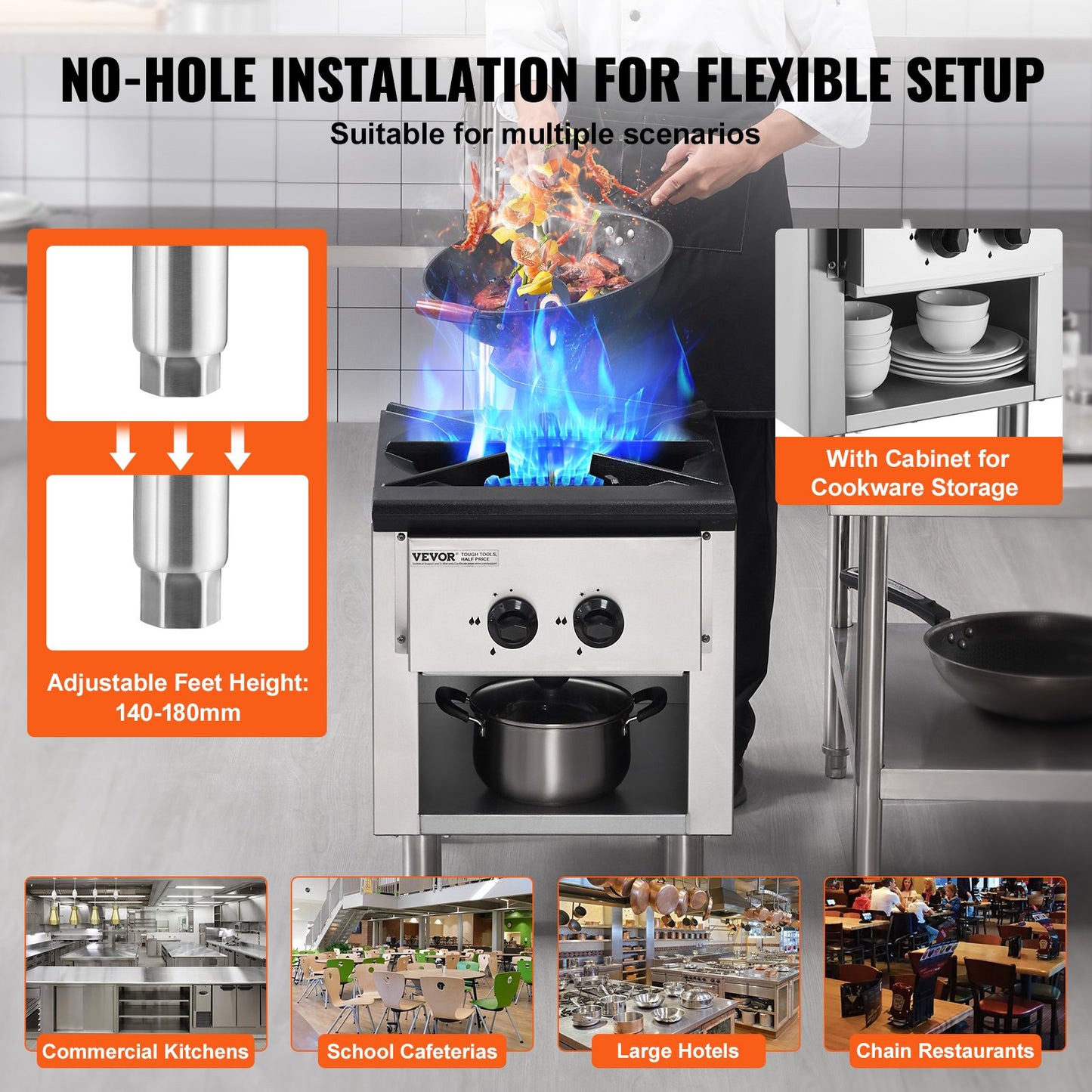 Commercial Gas Stove Cooker 1 Burner Countertop Cooking Hot Plate Kitchen