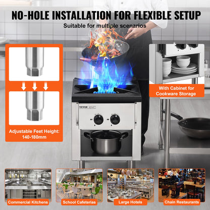 Commercial Gas Stove Cooker 1 Burner Countertop Cooking Hot Plate Kitchen