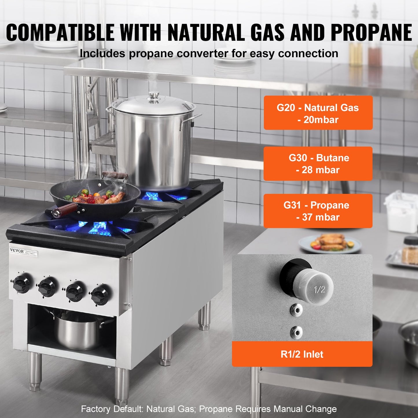 Commercial Gas Stove Cooker 2 Burners Countertop Cooking Hot Plate Kitchen