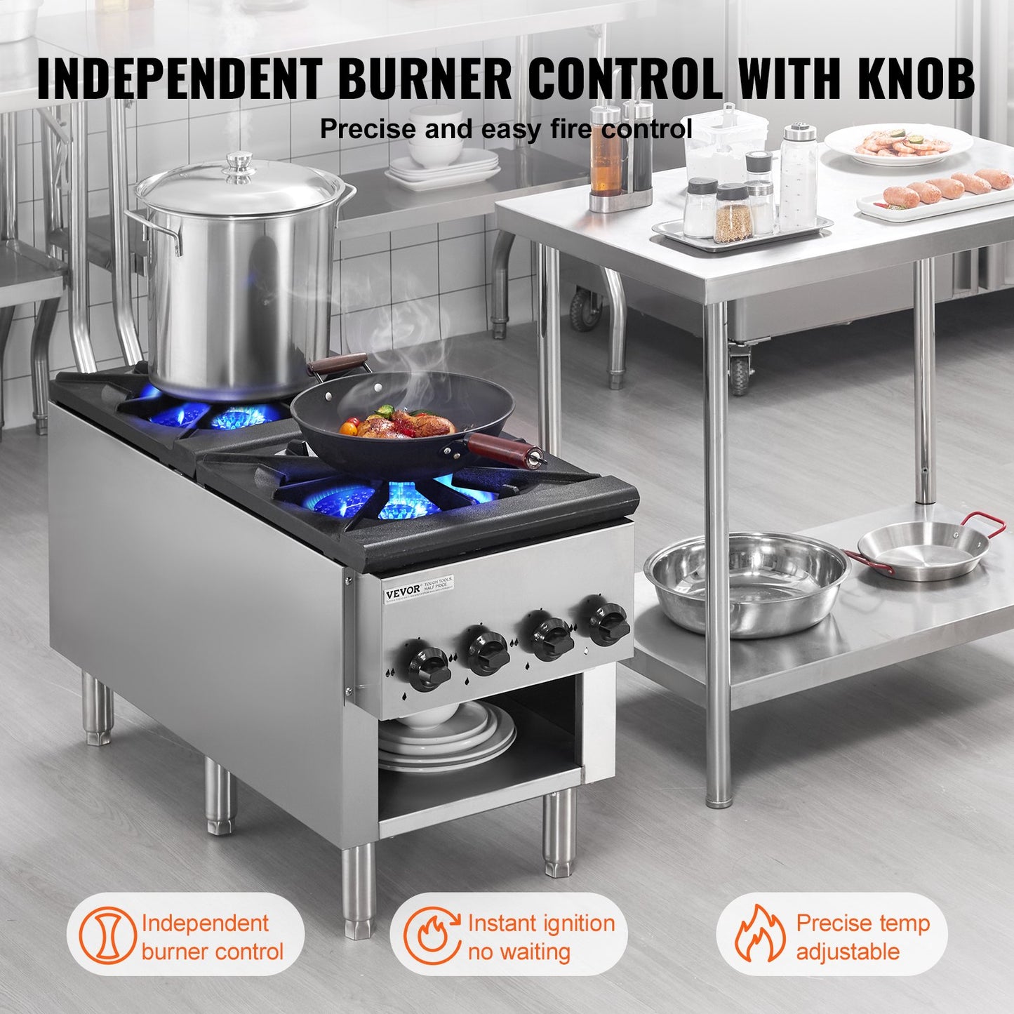 Commercial Gas Stove Cooker 2 Burners Countertop Cooking Hot Plate Kitchen