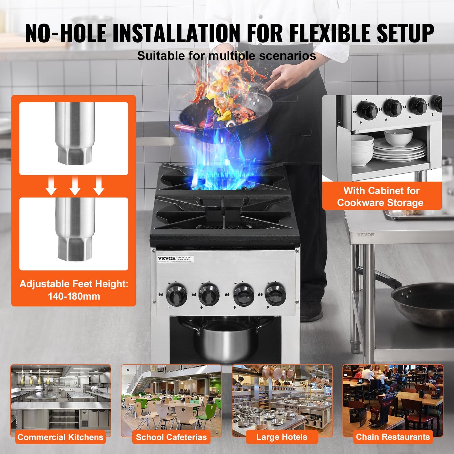 Commercial Gas Stove Cooker 2 Burners Countertop Cooking Hot Plate Kitchen