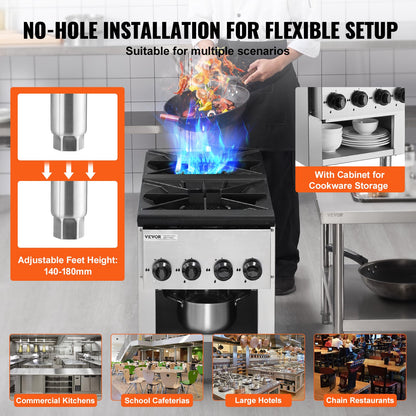 Commercial Gas Stove Cooker 2 Burners Countertop Cooking Hot Plate Kitchen