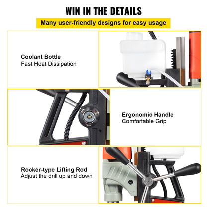 Magnetische Bohrmaschine, 1200 W, 1,57 Zoll Bohrdurchmesser, 2922 lbf/13000 N, tragbare elektrische Magnetbohrmaschine mit variabler Geschwindigkeit, 580 U/min Bohrer für alle Oberflächen und Heimwerkerarbeiten, CE-gelistet