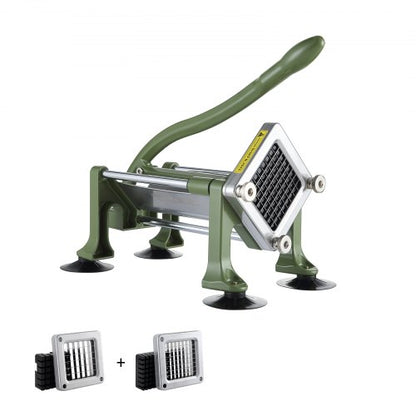 French Fry Cutter, Potato Slicer with 1/2-Inch and 3/8-Inch Stainless Steel Blades, Manual Potato Cutter Chopper with Suction Cups, Great for Potato, French Fries, Cucumber, Vegetables, Carrot