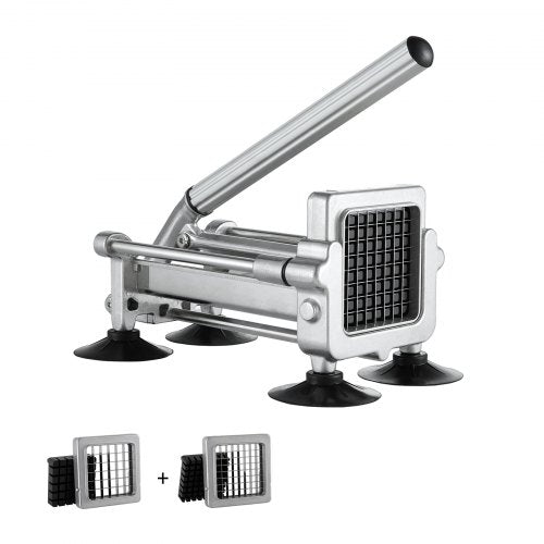 French Fry Cutter, Potato Slicer with 1/2-Inch and 3/8-Inch Stainless Steel Blades, Manual Potato Cutter Chopper with Suction Cups, Great for Potato, French Fries, Cucumber, Vegetables, Carrot