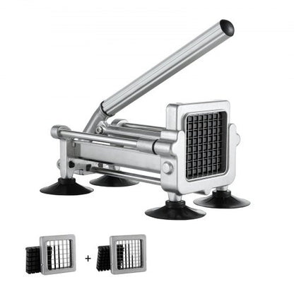 French Fry Cutter, Potato Slicer with 1/2-Inch and 3/8-Inch Stainless Steel Blades, Manual Potato Cutter Chopper with Suction Cups, Great for Potato, French Fries, Cucumber, Vegetables, Carrot