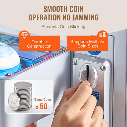 Claw Machine, 0-3” Jaw Diameter 0-5” Jaw lifting, Crane Prize Grabber Commercial Arcade Game Toys, Cool Fun Grab-And-Win Machine w/ Light and Sound, Dispenser Vending Toy For Kids,Boys &Girls