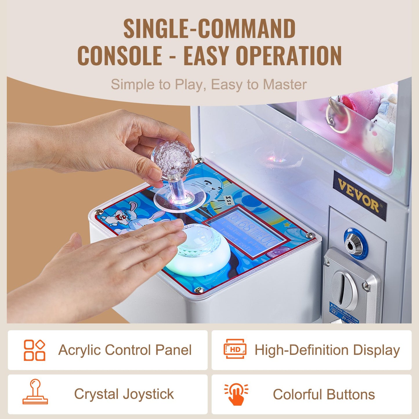 Claw Machine, 0-3” Jaw Diameter 0-5” Jaw lifting, Crane Prize Grabber Commercial Arcade Game Toys, Cool Fun Grab-And-Win Machine w/ Light and Sound, Dispenser Vending Toy For Kids,Boys &Girls