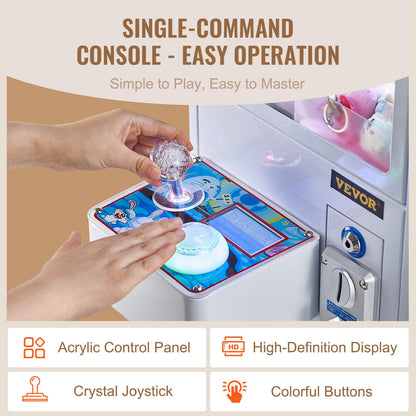 Claw Machine, 0-3” Jaw Diameter 0-5” Jaw lifting, Crane Prize Grabber Commercial Arcade Game Toys, Cool Fun Grab-And-Win Machine w/ Light and Sound, Dispenser Vending Toy For Kids,Boys &Girls