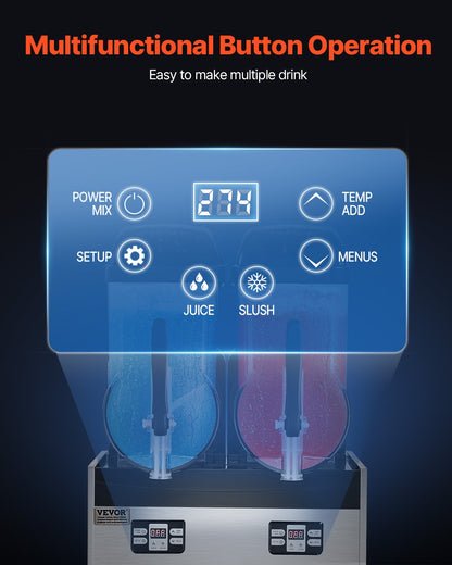 12Lx2 Tank Kommersiell Slushy Machine Margarita Smoothie Frozen Drink Maker