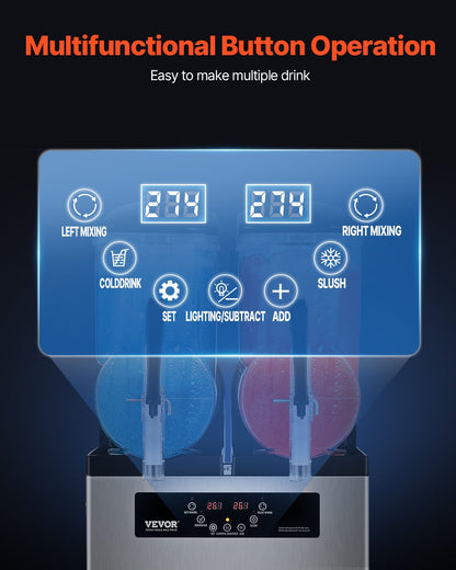 12Lx2 Tank Kommersiell Slushy Machine Margarita Smoothie Frozen Drink Maker