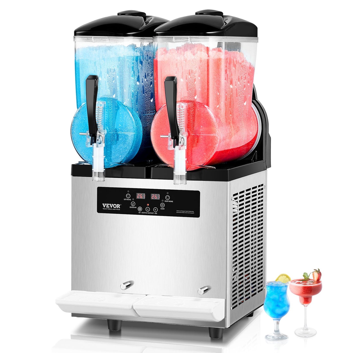 12Lx2 Tank Kommersiell Slushy Machine Margarita Smoothie Frozen Drink Maker