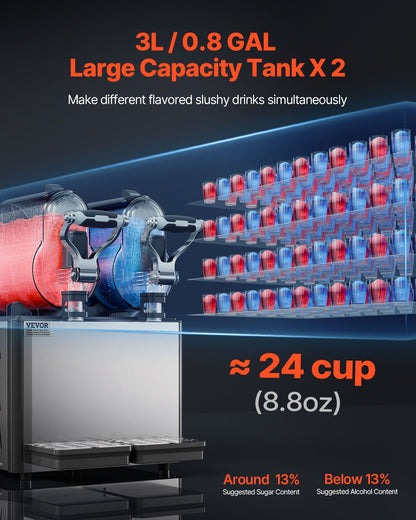 3Lx2 Tank Kommerziellen Slushy Maschine Margarita Smoothie Gefrorene Getränk Maker