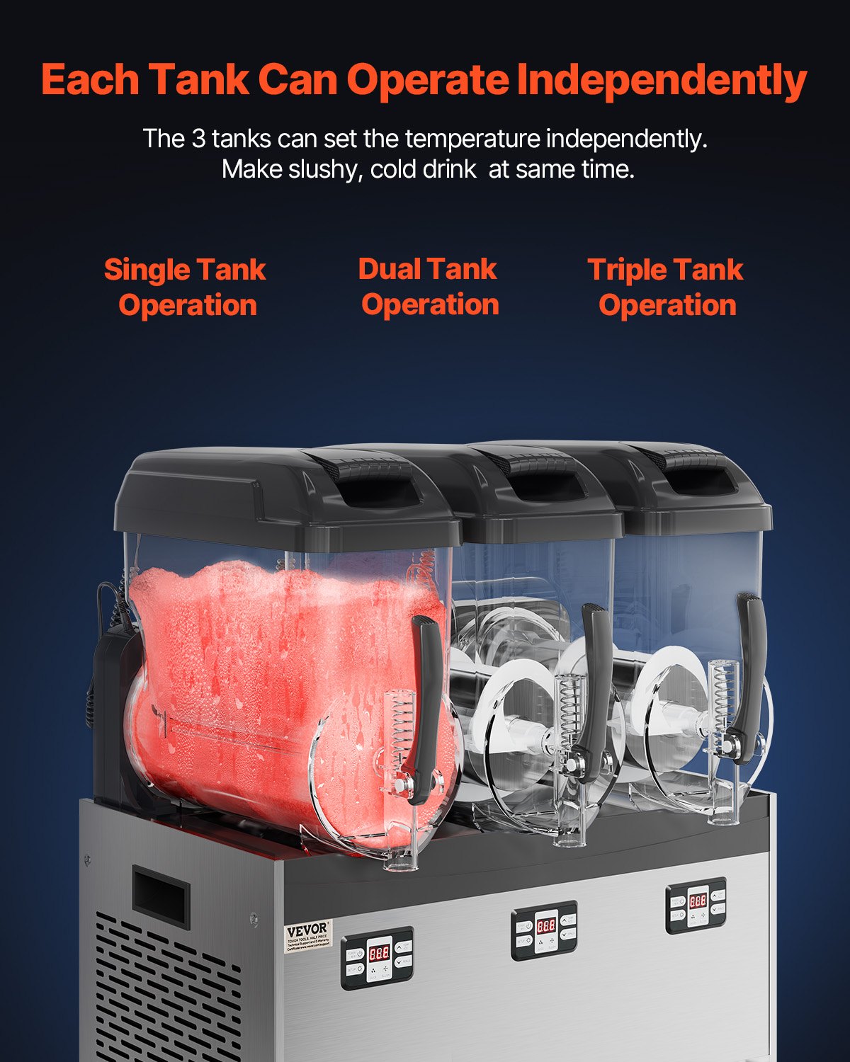 12Lx3 Tank Kommersiell Slushy Machine Margarita Smoothie Frozen Drink Maker