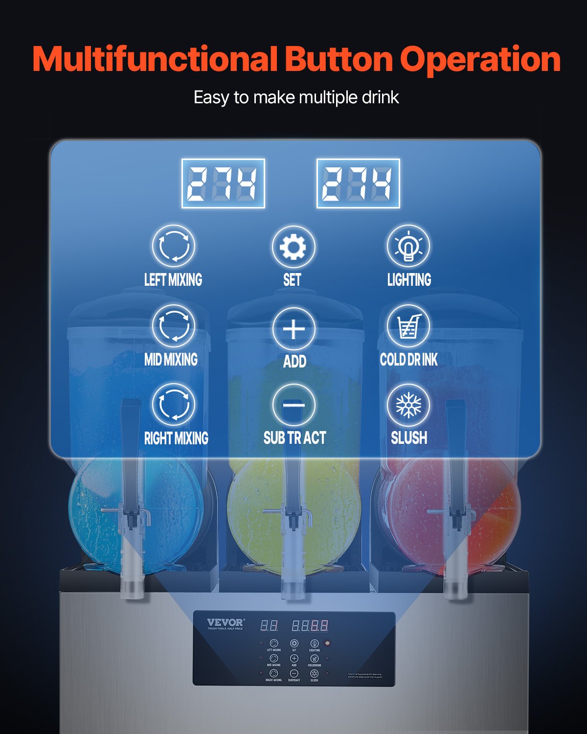 12Lx3 Tank Kommersiell Slushy Machine Margarita Smoothie Frozen Drink Maker