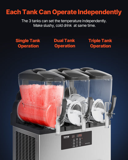 12Lx3 Tank Kommersiell Slushy Machine Margarita Smoothie Frozen Drink Maker