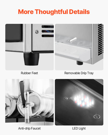 12Lx3 Tank Kommersiell Slushy Machine Margarita Smoothie Frozen Drink Maker