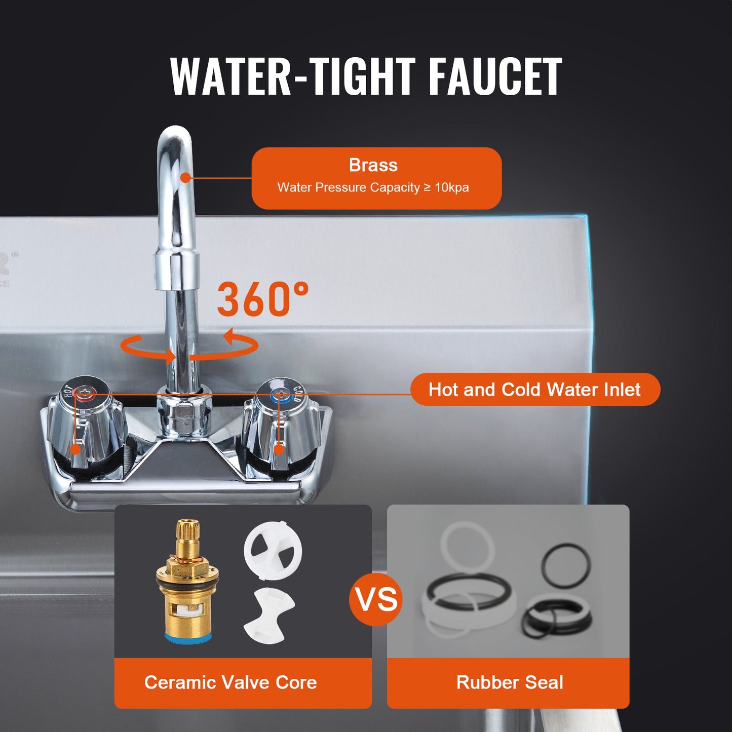 Commercial Sink with Faucet, NSF Stainless Steel Sink for Laundry, Small Hand Sink, Wall Mounted Sink, Sink for Restaurant, Kitchen, Bar, Garage and Home, 17 x 12.8 Inch