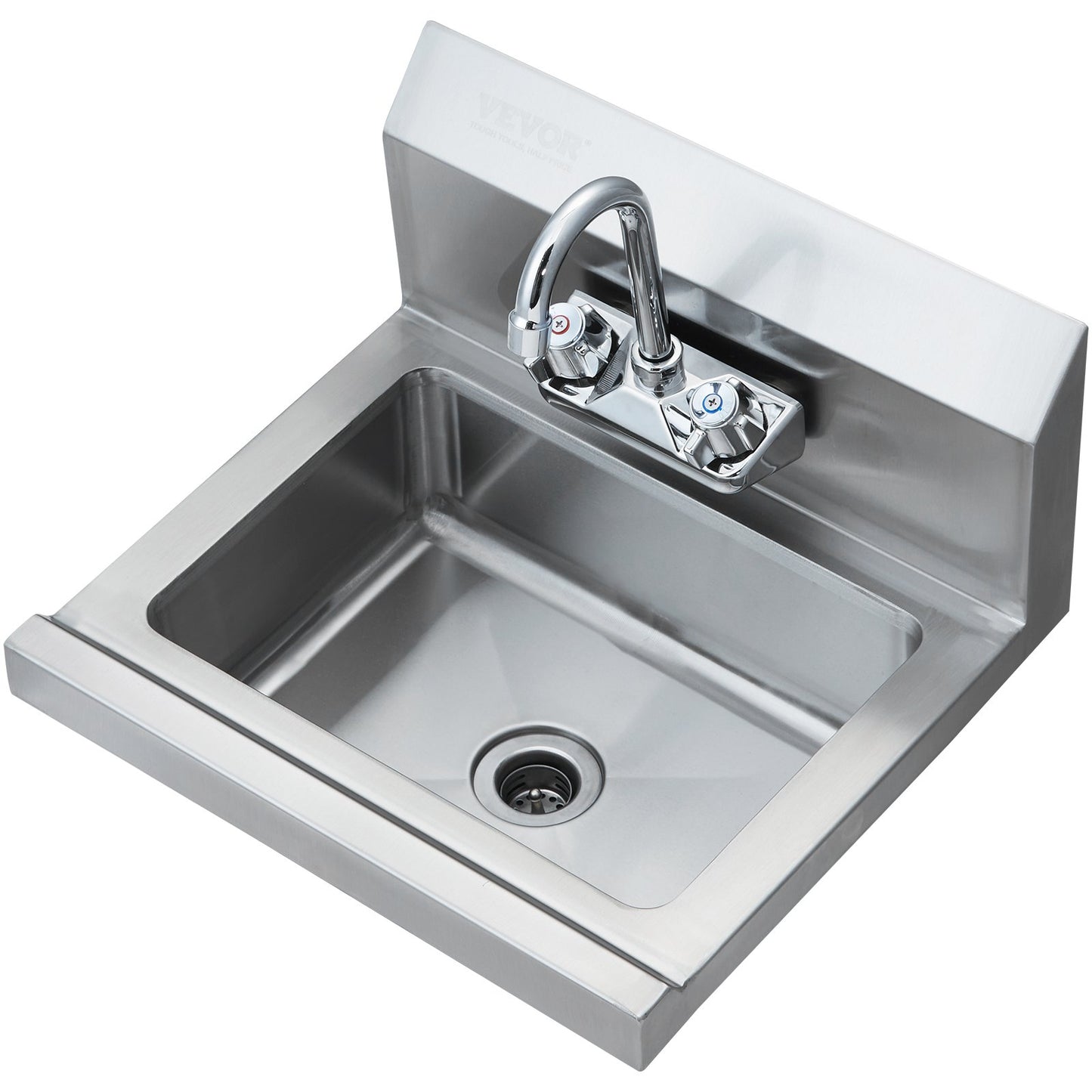 Commercial Sink with Faucet, NSF Stainless Steel Sink for Laundry, Small Hand Sink, Wall Mounted Sink, Sink for Restaurant, Kitchen, Bar, Garage and Home, 17 x 12.8 Inch