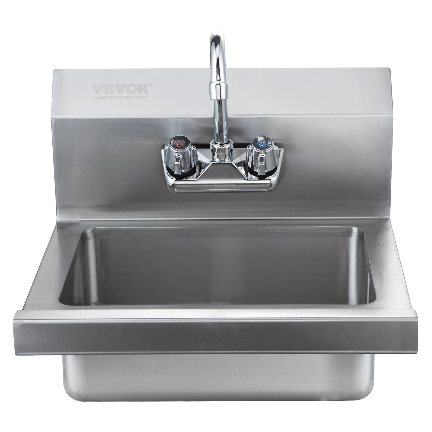 Commercial Sink with Faucet, NSF Stainless Steel Sink for Laundry, Small Hand Sink, Wall Mounted Sink, Sink for Restaurant, Kitchen, Bar, Garage and Home, 17 x 12.8 Inch