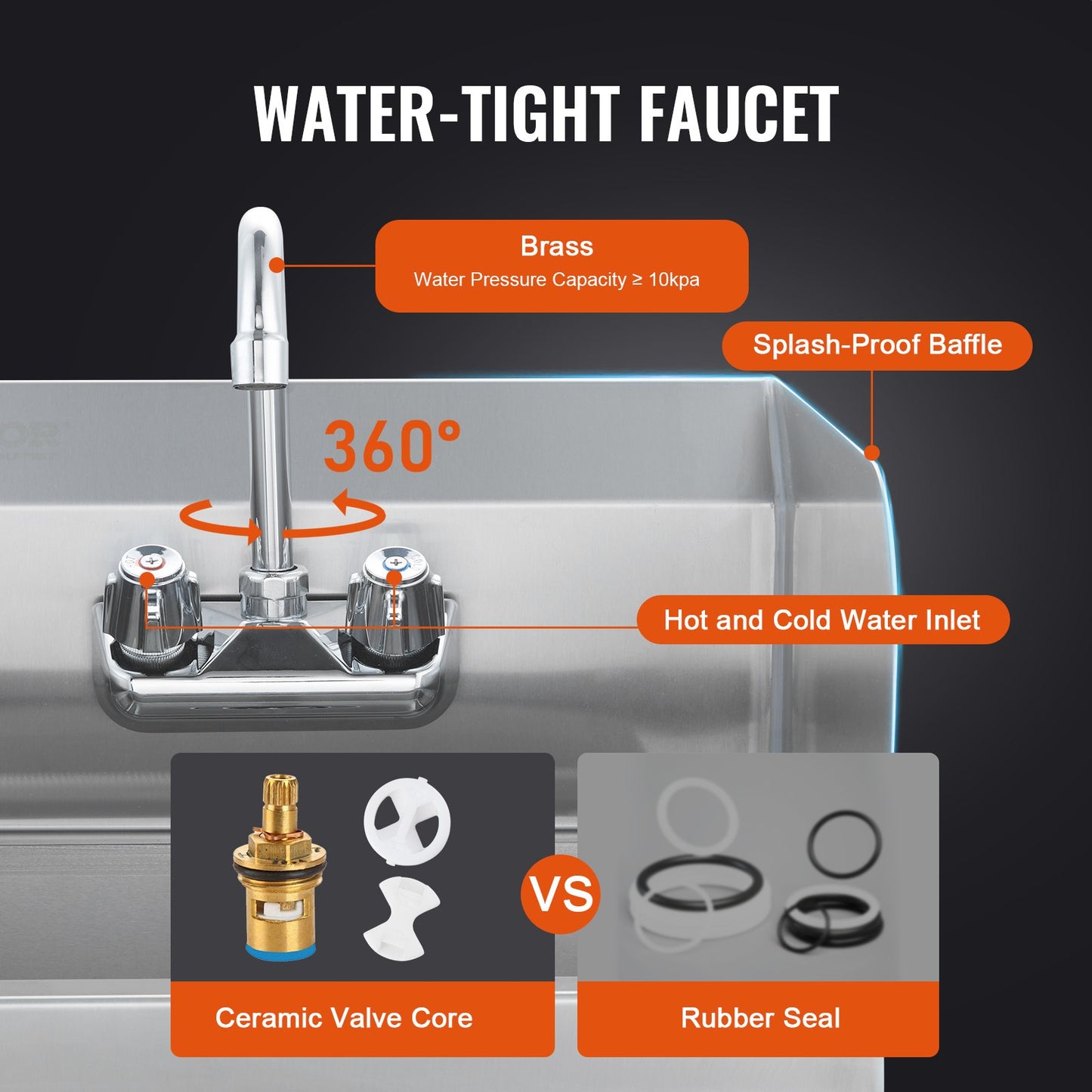 Commercial Sink with Faucet and Side Splash, NSF Stainless Steel Sink for Laundry, Small Hand Sink, Wall Mounted Sink for Restaurant, Kitchen, Bar, Garage and Home, 17x12.8 Inch