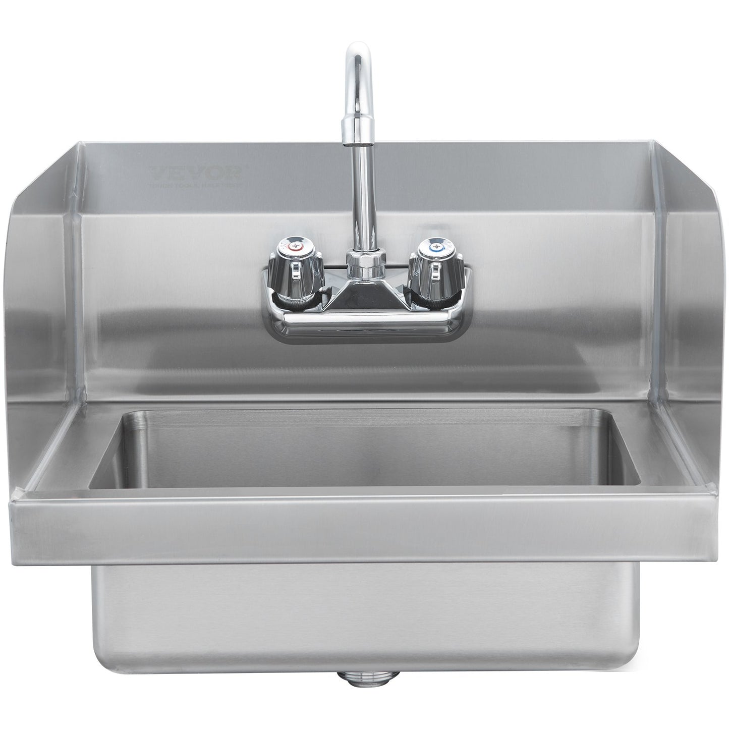 Commercial Sink with Faucet and Side Splash, NSF Stainless Steel Sink for Laundry, Small Hand Sink, Wall Mounted Sink for Restaurant, Kitchen, Bar, Garage and Home, 17x12.8 Inch