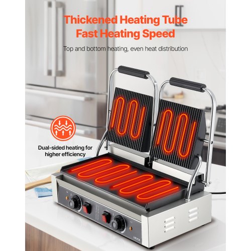 Kommerzieller Panini-Presse-Grill-Sandwichmaker-Backblech 48x23cm | EU